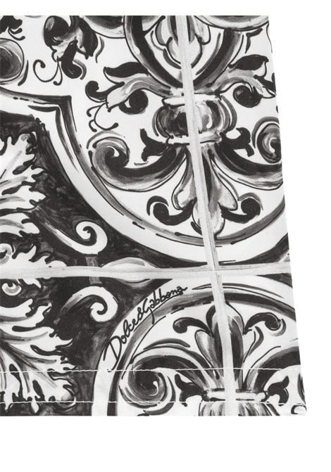 Bermuda In Felpa Con Stampa Maiolica Nera DOLCE & GABBANA KIDS | L4JQP8-II7HRIZ3TN